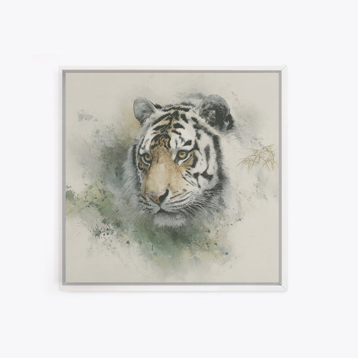Tiger Portrait with Expressive Brush Ink Energy Canvas Print, Asian Inspired Art, Art Print, Living Room Decor, Harmony, ASI-1x1-40