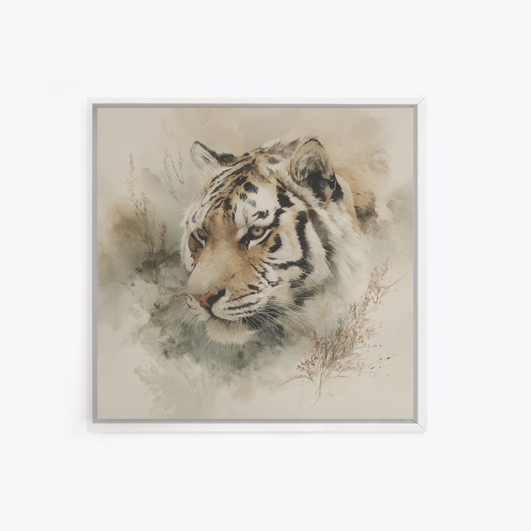 Tiger Portrait with Expressive Brush Ink Energy Framed Canvas Print, Asian Inspired Art, Asian, Living Room Decor, Harmony, ASI-1x1-64