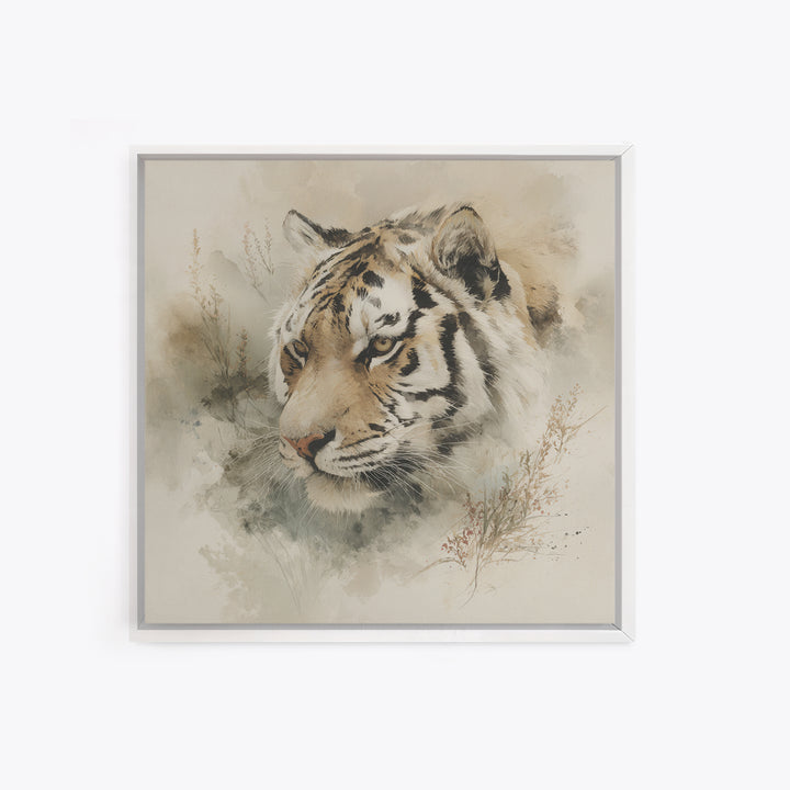 Tiger Portrait with Expressive Brush Ink Energy Framed Canvas Print, Asian Inspired Art, Asian, Living Room Decor, Harmony, ASI-1x1-64