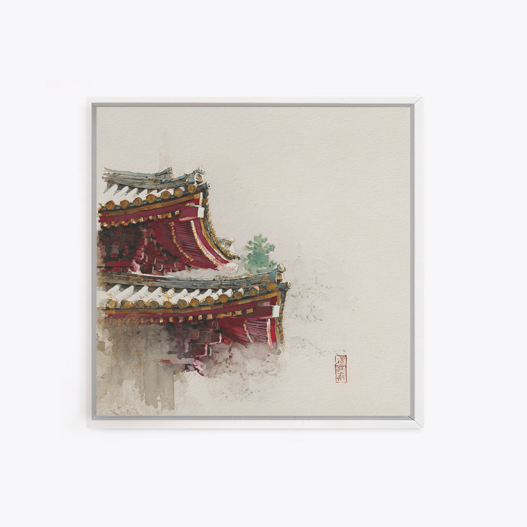 Temple Roof Detail Framed Canvas Print, Asian Inspired Art, Zen Wall Art, Living Room Decor, Fine Art, Harmony, Art Print, ASI-1x1-71