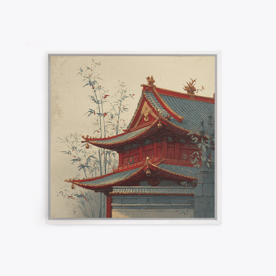 Temple Roof Detail Canvas Print, Asian Inspired Art, Neutral Decor, Living Room Decor, Fine Art, Harmony, Wall Art, Home Decor, ASI-1x1-95