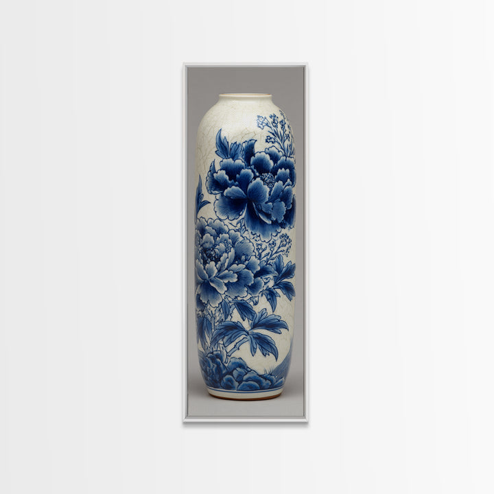 Blue and White Porcelain Vase Canvas Print, Asian Inspired Art, Fine Art Print, Living Room Decor, Abstract Art, Harmony, ASI-1x3-57