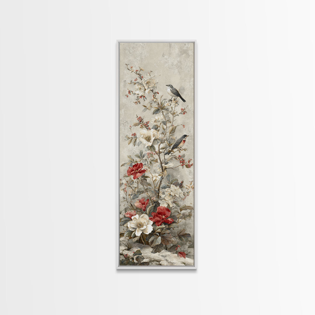 Fan Shaped Composition of Blossoms and Birds Canvas Print, Asian Inspired Art, Art Print, Living Room Decor, Fine Art, Harmony, ASI-1x3-77