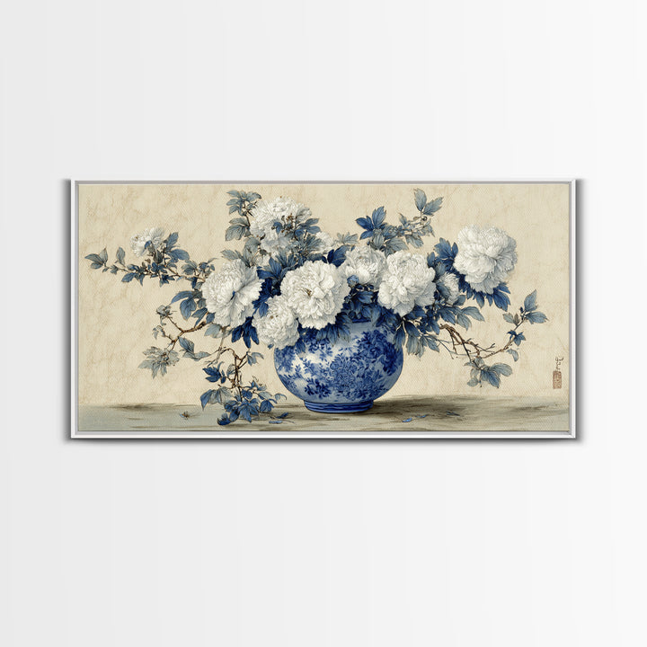 Blue and White Porcelain Vase Canvas Print, Asian Inspired Art, Contemporary Art, Living Room Decor, Fine Art, Harmony, ASI-2x1-41