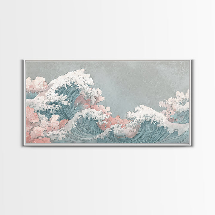 Hokusai Ocean Wave Without Copying the Original Canvas Print, Asian Inspired Art, Statement Artwork, Living Room Decor, Harmony, ASI-2x1-42