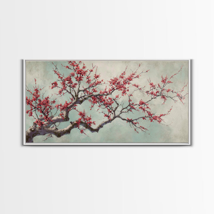 Cherry Blossom Branch Canvas Print, Asian Inspired Art, Japanese Art, Living Room Decor, Watercolor Art, Harmony, ASI-2x1-47