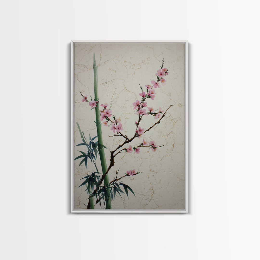 Cherry Blossom Branch Canvas Print, Asian Inspired Art, Asian Wall Art, Living Room Decor, Fine Art, Harmony, Minimalist Decor, ASI-2x3-11
