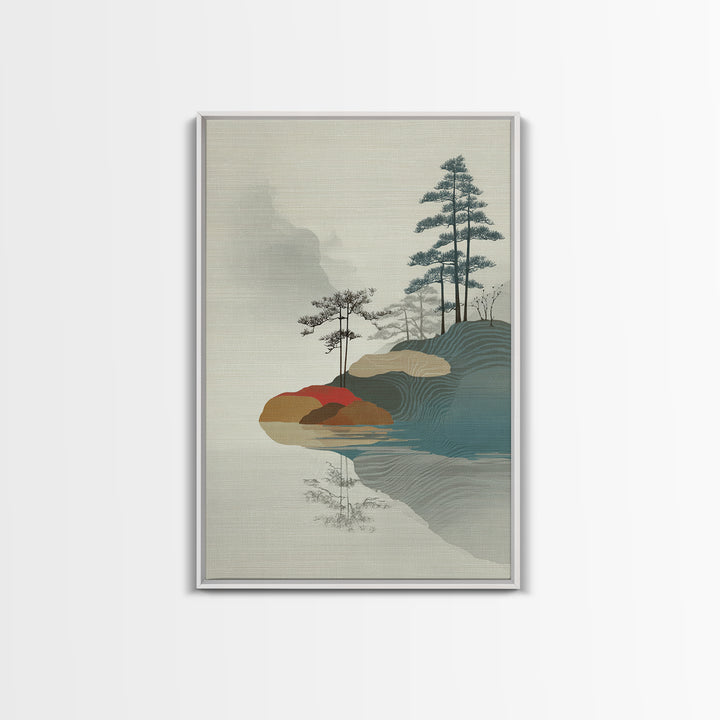 Zen Rock Garden Abstraction Framed Canvas Print, Asian Inspired Art, Textured Painting, Living Room Decor, Fine Art, Harmony, ASI-2x3-22