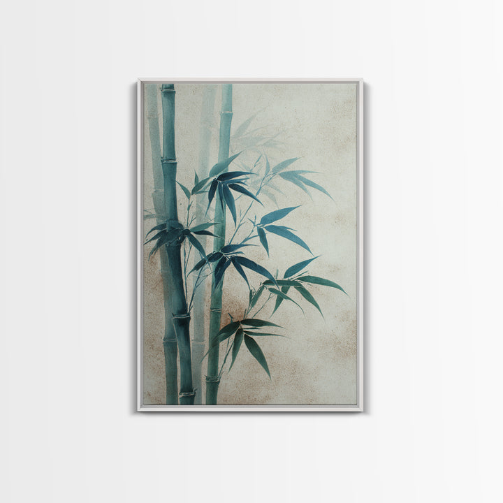 Minimal Bamboo Stalks Framed Canvas Print, Asian Inspired Art, Statement Artwork, Living Room Decor, Fine Art, Harmony, ASI-2x3-4