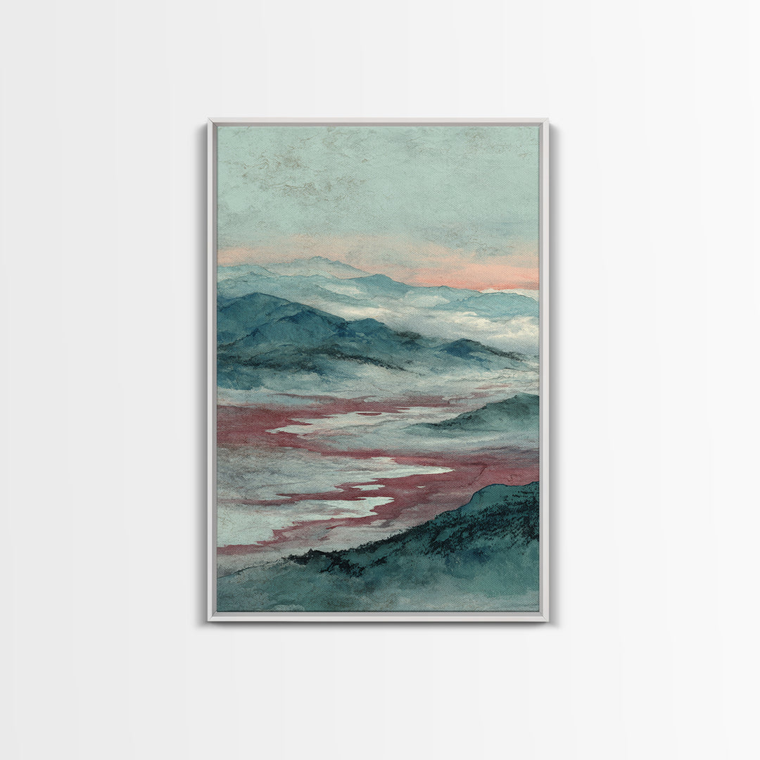 Japanese Ink Landscape Framed Canvas Print, Asian Inspired Art, Wall Art, Living Room Decor, Fine Art, Harmony, Bird Art, ASI-2x3-60