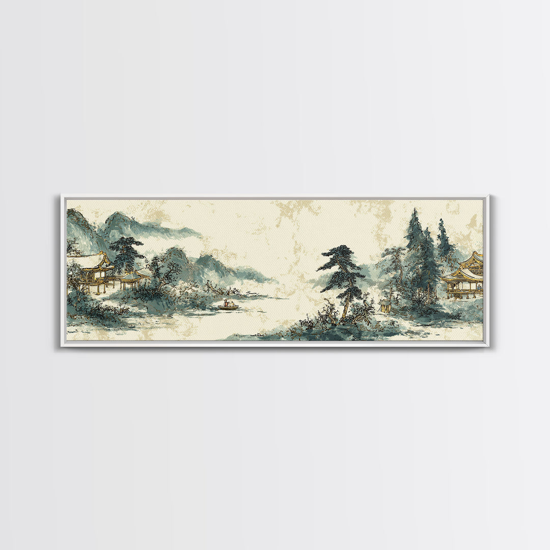 Temple Roof Detail Framed Canvas Print, Asian Inspired Art, Room Decor, Living Room Decor, Fine Art, Harmony, Printable Art, ASI-3x1-63