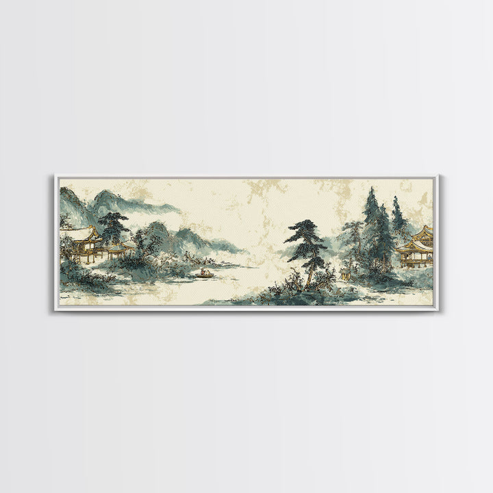 Temple Roof Detail Framed Canvas Print, Asian Inspired Art, Room Decor, Living Room Decor, Fine Art, Harmony, Printable Art, ASI-3x1-63