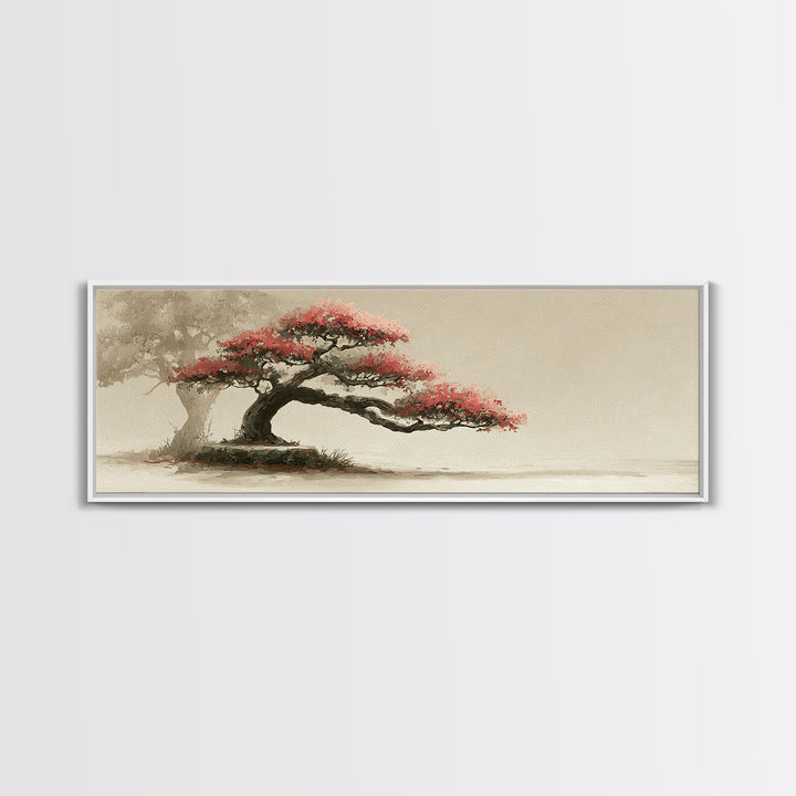 Bonsai Tree Study Framed Canvas Print, Asian Inspired Art, Digital Download Art, Living Room Decor, Oil Painting, Harmony, ASI-3x1-74