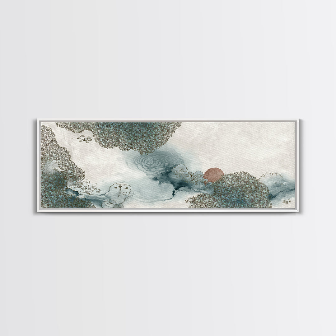 Zen Rock Garden Abstraction Canvas Print, Asian Inspired Art, Living Room Decor, Oil Painting, Harmony, Japandi Wall Art, ASI-3x1-78