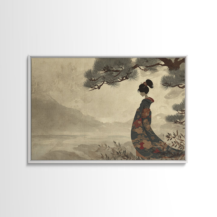 Elegant Geisha Portrait Framed Canvas Print, Asian Inspired Art, Japanese Art, Living Room Decor, Oil Painting, Harmony, ASI-3x2-10