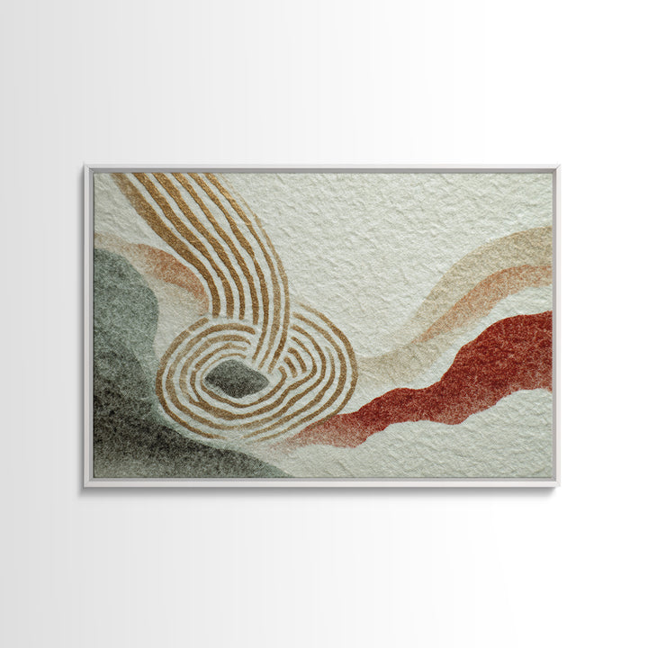 Zen Rock Garden Abstraction Framed Canvas Print, Asian Inspired Art, Printable Art, Living Room Decor, Watercolor Art, Harmony, ASI-3x2-18