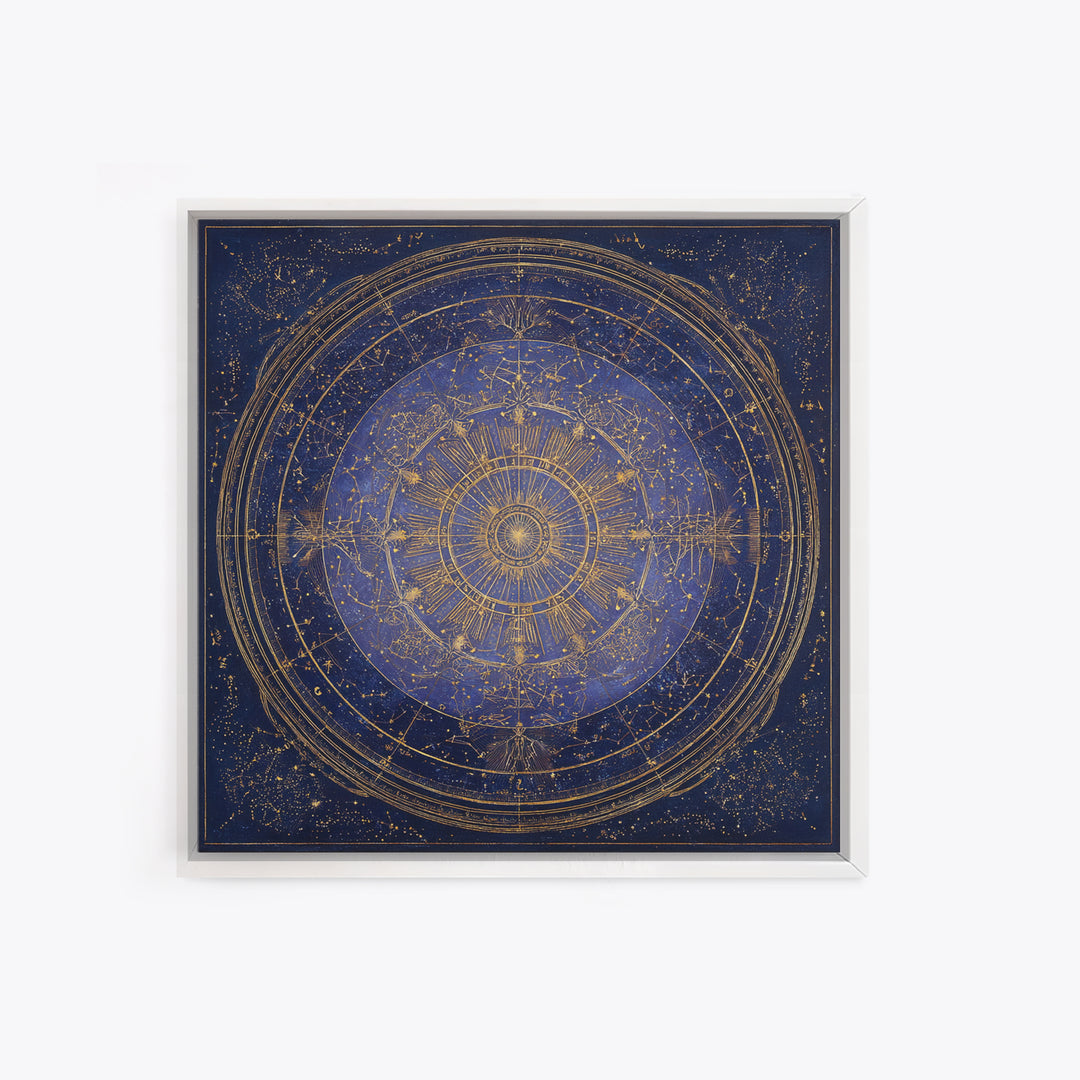 Retro Horoscope Chart Framed Canvas Print, Astrology Art, Wall Decor, Living Room Decor, Fine Art, Zodiac, Home Decor, AST-1x1-21