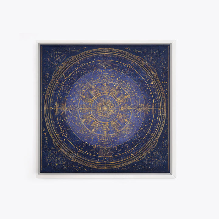 Retro Horoscope Chart Framed Canvas Print, Astrology Art, Wall Decor, Living Room Decor, Fine Art, Zodiac, Home Decor, AST-1x1-21