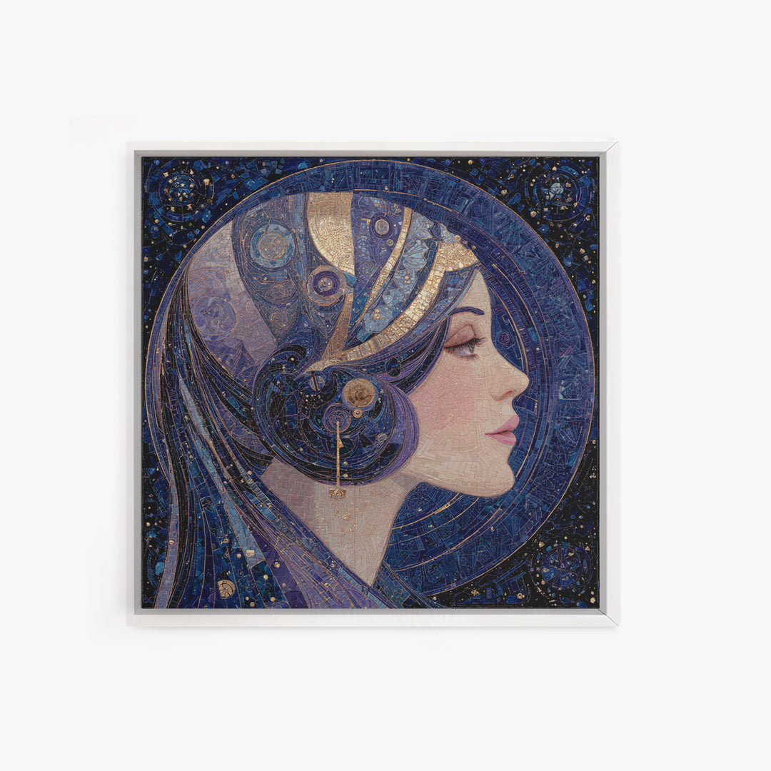 Art Nouveau Zodiac Woman Framed Canvas Print, Astrology Art, Leo Wall Art, Living Room Decor, Fine Art, Zodiac, AST-1x1-72