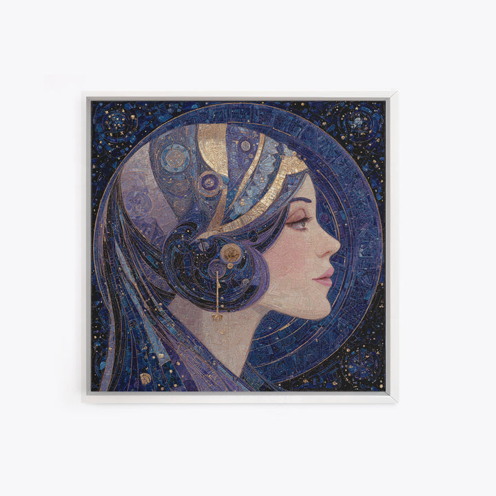 Art Nouveau Zodiac Woman Framed Canvas Print, Astrology Art, Leo Wall Art, Living Room Decor, Fine Art, Zodiac, AST-1x1-72