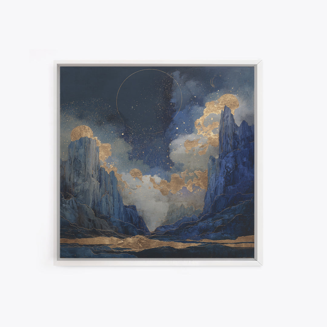 Ram Constellation Above Desert Cliffs at Night Framed Canvas Print, Astrology Art, Modern Decor, Living Room Decor, Zodiac, AST-1x1-80