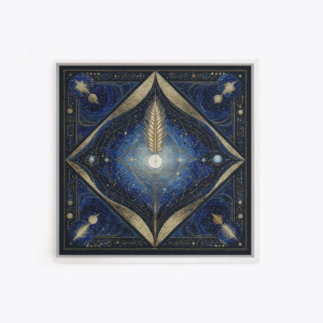 Virgo Maiden with Wheat and Blue Night Canvas Print, Astrology Art, Wall Decor, Living Room Decor, Fine Art, Zodiac, Home Decor, AST-1x1-90