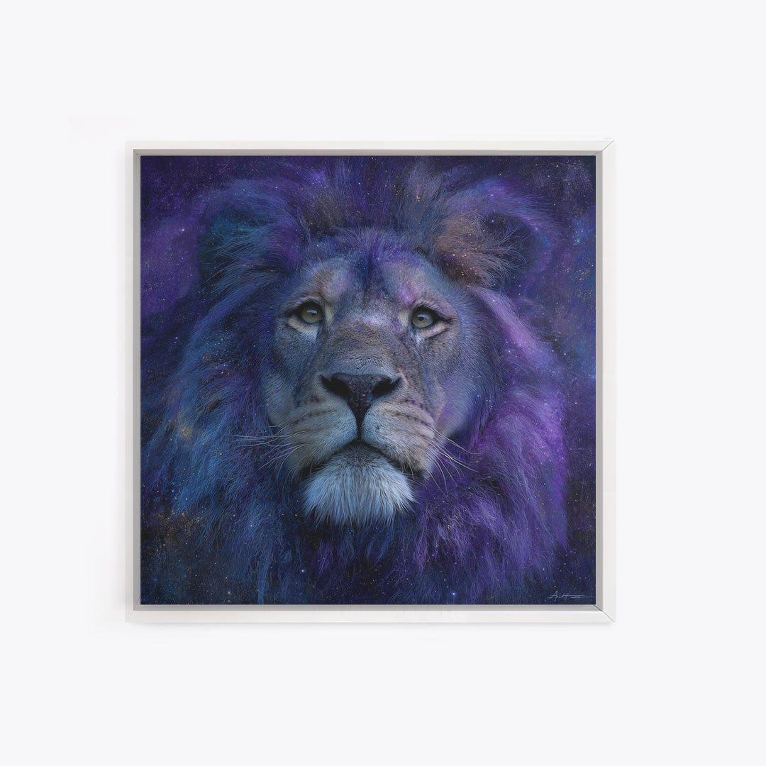 Celestial Lion Portrait Formed from Star Patterns Canvas Print, Astrology Art, Textured Painting, Living Room Decor, Zodiac, AST-1x1-98