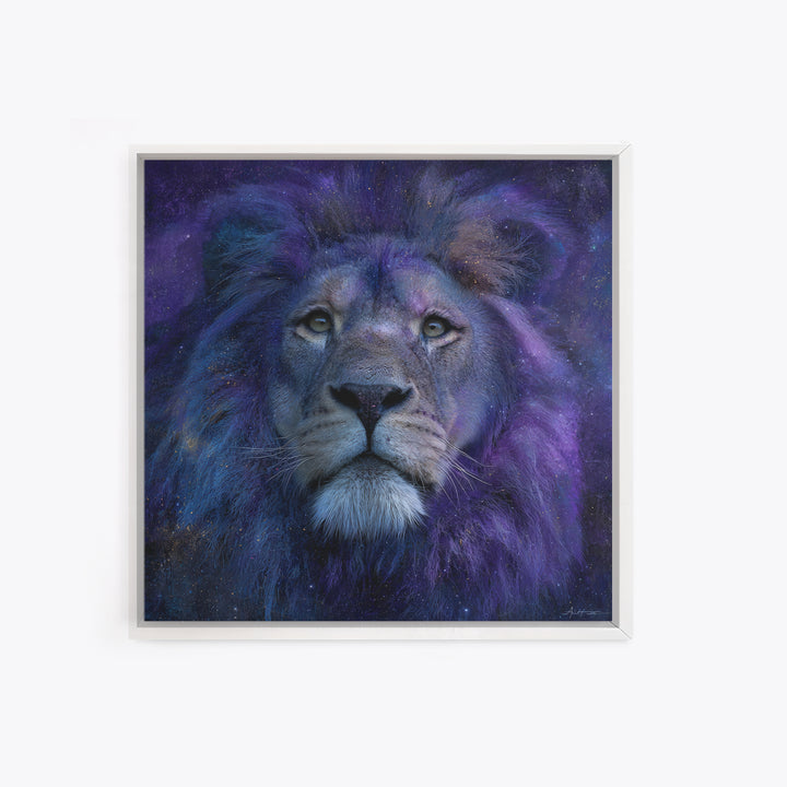 Celestial Lion Portrait Formed from Star Patterns Canvas Print, Astrology Art, Textured Painting, Living Room Decor, Zodiac, AST-1x1-98