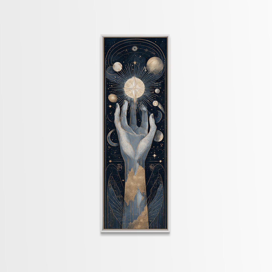 Tarot Cosmic Hand Holding a Glowing Star Canvas Print, Astrology Art, Wall Decor, Living Room Decor, Fine Art, Zodiac, AST-1x3-18