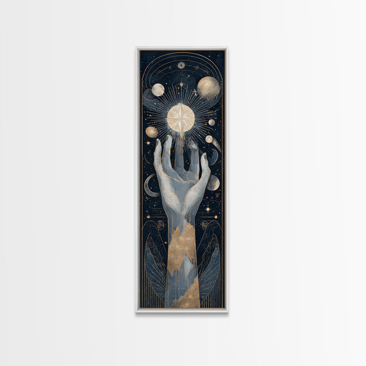 Tarot Cosmic Hand Holding a Glowing Star Canvas Print, Astrology Art, Wall Decor, Living Room Decor, Fine Art, Zodiac, AST-1x3-18