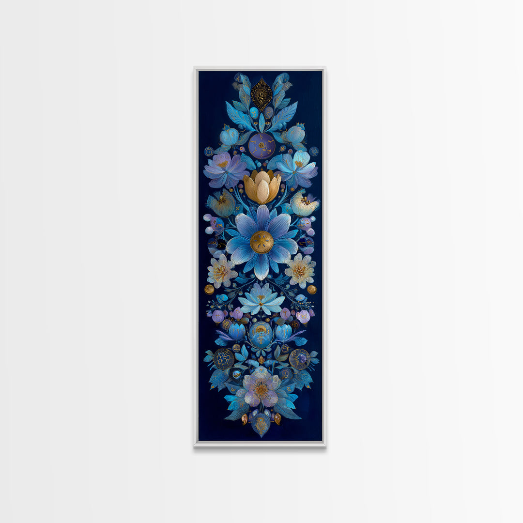 Astrological Botanical Wreath Framed Canvas Print, Astrology Art, Astronomy Art, Living Room Decor, Watercolor Art, Zodiac, AST-1x3-47