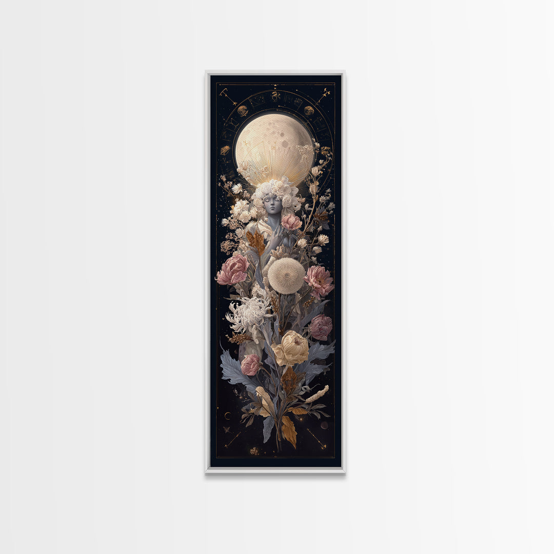 Astrological Botanical Wreath Framed Canvas Print, Astrology Art, Gallery Decor, Living Room Decor, Fine Art, Zodiac, AST-1x3-71