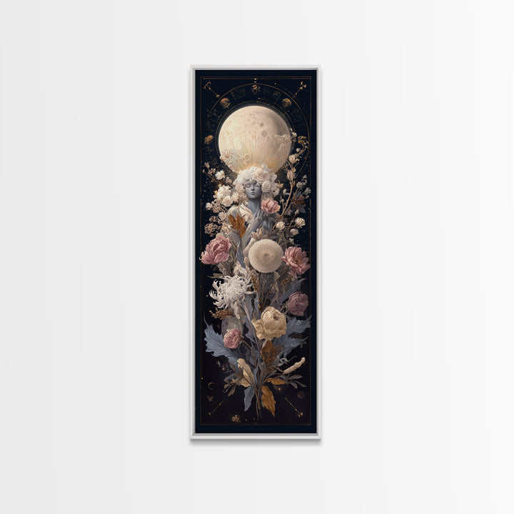 Astrological Botanical Wreath Framed Canvas Print, Astrology Art, Gallery Decor, Living Room Decor, Fine Art, Zodiac, AST-1x3-71