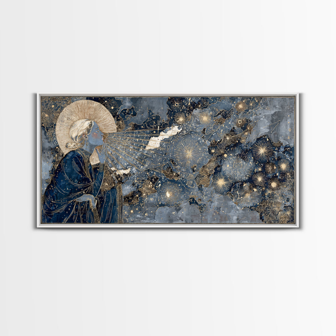 Art Nouveau Zodiac Woman Framed Canvas Print, Astrology Art, Fine Art Print, Living Room Decor, Fine Art, Zodiac, Digital Art, AST-2x1-20