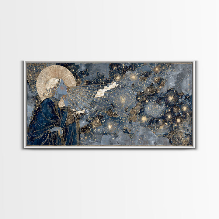 Art Nouveau Zodiac Woman Framed Canvas Print, Astrology Art, Fine Art Print, Living Room Decor, Fine Art, Zodiac, Digital Art, AST-2x1-20
