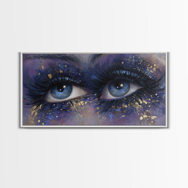 Mystic Eye with Planets Orbiting Through Lashes Canvas Print, Astrology Art, Wall Art, Living Room Decor, Oil Painting, Zodiac, AST-2x1-32