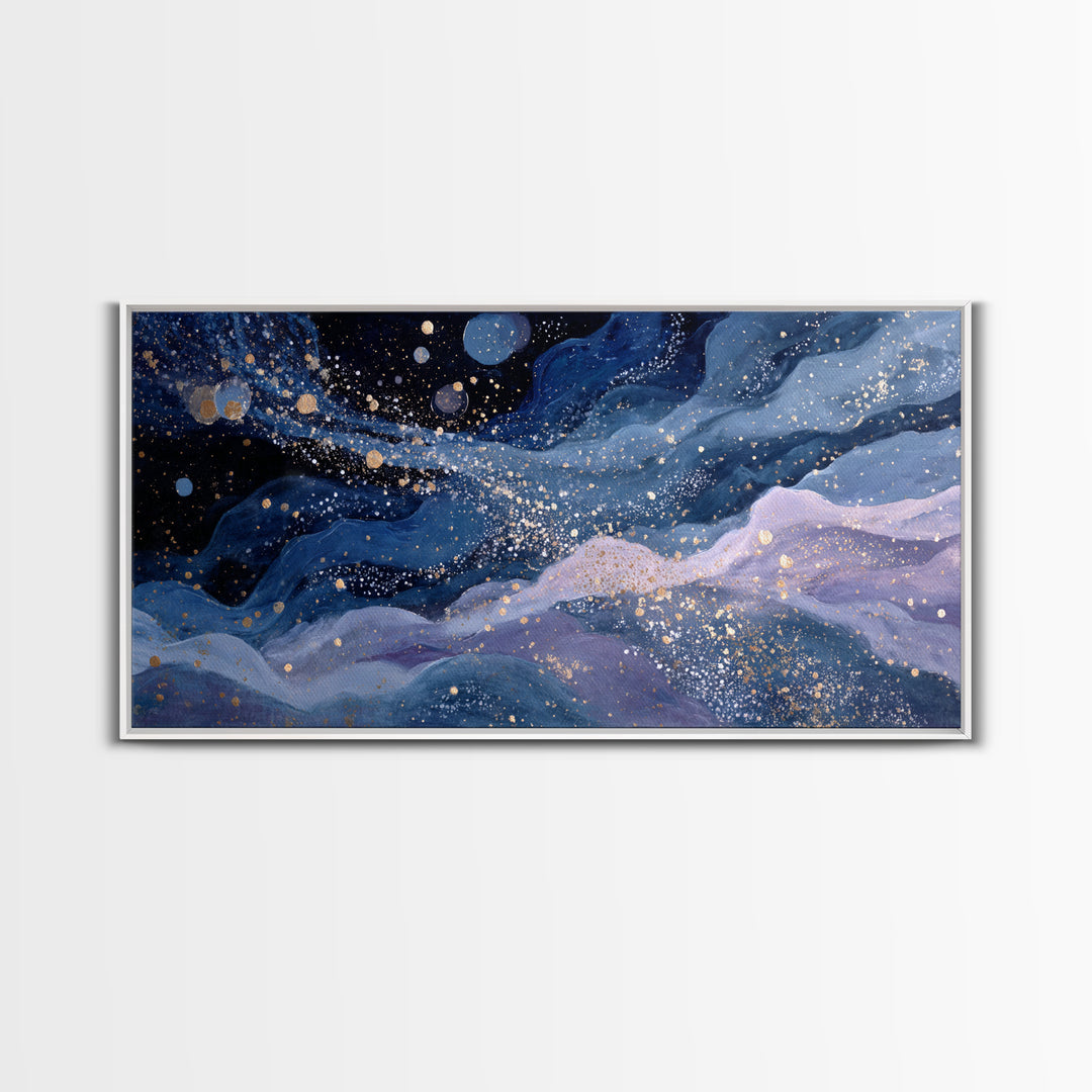 Water Bearer Figure Pouring a River of Framed Canvas Print, Astrology Art, Leo Astrology, Living Room Decor, Fine Art, Zodiac, AST-2x1-59