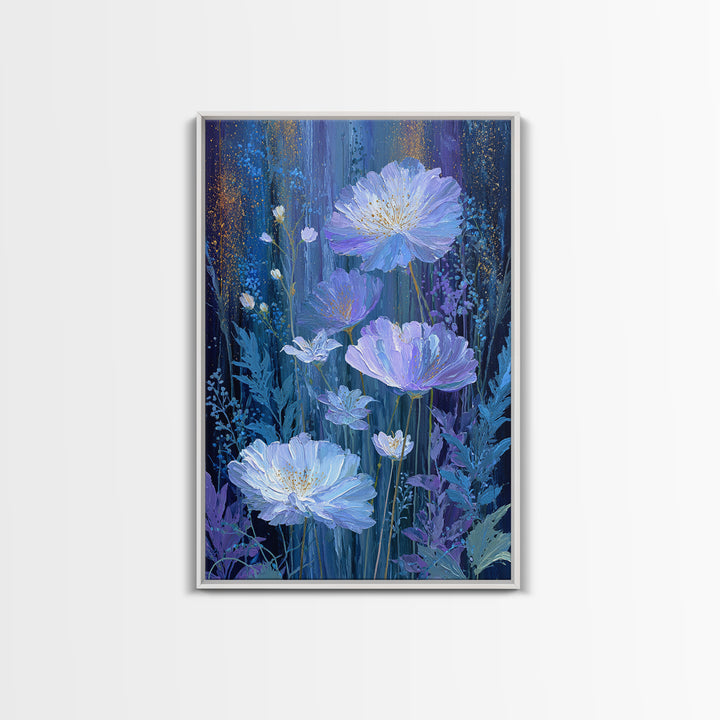 Dreamlike Night Garden Framed Canvas Print, Astrology Art, Minimalist Decor, Living Room Decor, Oil Painting, Zodiac, AST-2x3-6