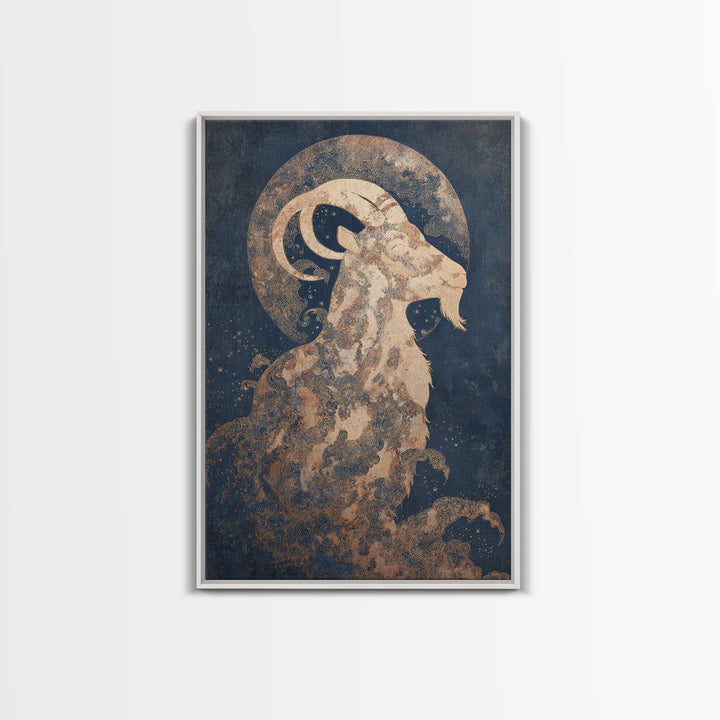 Capricorn Sea Goat Emerging from Cosmic Waves Canvas Print, Astrology Art, Zodiac Sign Print, Living Room Decor, Zodiac, AST-2x3-99
