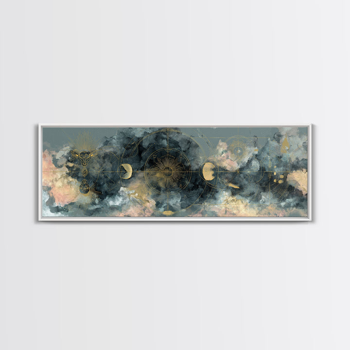 Capricorn Sea Goat Emerging from Cosmic Waves Canvas Print, Astrology Art, Astrology Wall Art, Living Room Decor, AST-3x1-11
