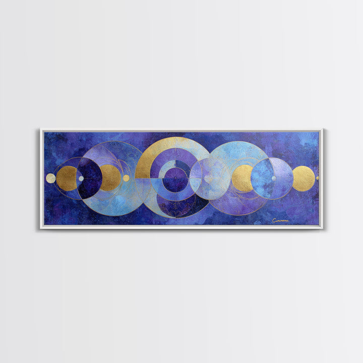 Celestial Twins Surrounded by Mirrored Moons Canvas Print, Astrology Art, Leo Wall Art, Living Room Decor, Abstract Art, Zodiac, AST-3x1-25