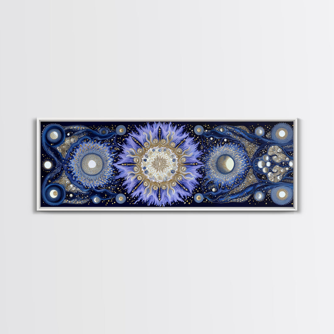 Capricorn Sea Goat Emerging from Cosmic Waves Framed Canvas Print, Astrology Art, Art Print, Living Room Decor, Zodiac, AST-3x1-59