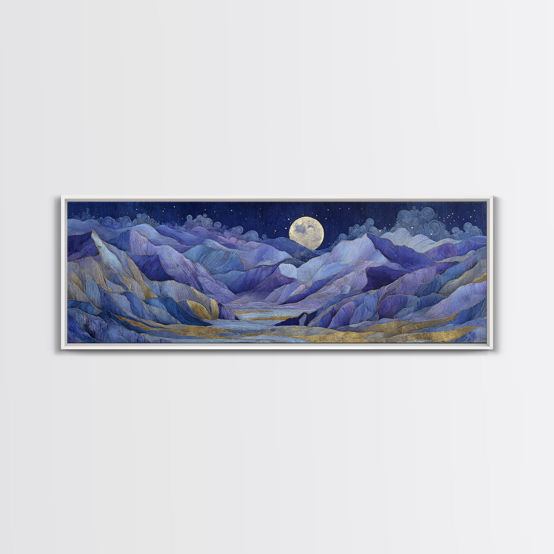 Ram Constellation Above Desert Cliffs at Night Framed Canvas Print, Astrology Art, Poster, Living Room Decor, Fine Art, Zodiac, AST-3x1-72