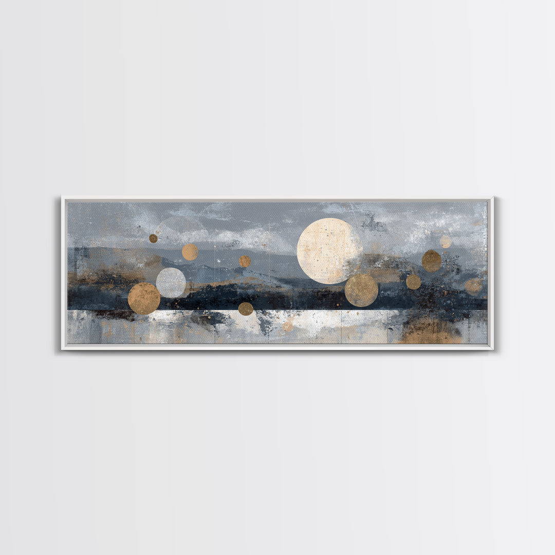 Lunar Phase Composition Framed Canvas Print, Astrology Art, Astronomy Print, Living Room Decor, Fine Art, Zodiac, AST-3x1-77