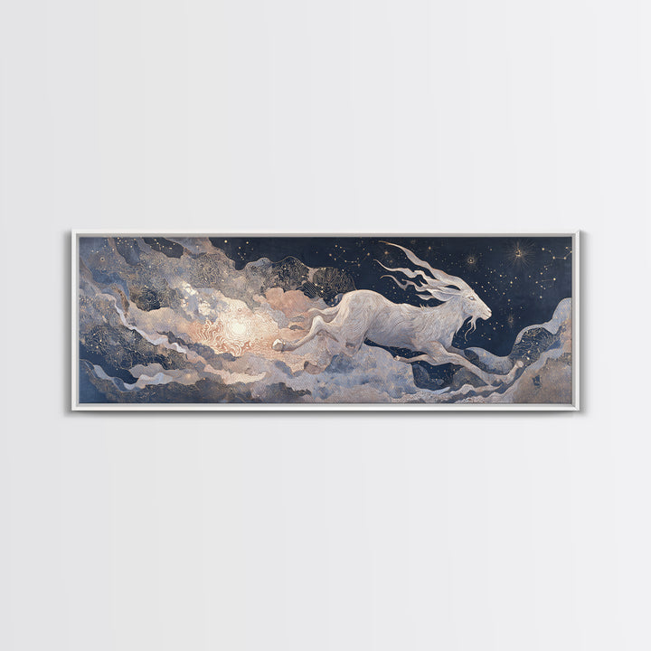 Capricorn Sea Goat Emerging from Cosmic Waves Canvas Print, Astrology Art, Printable Art, Living Room Decor, Fine Art, Zodiac, AST-3x1-83