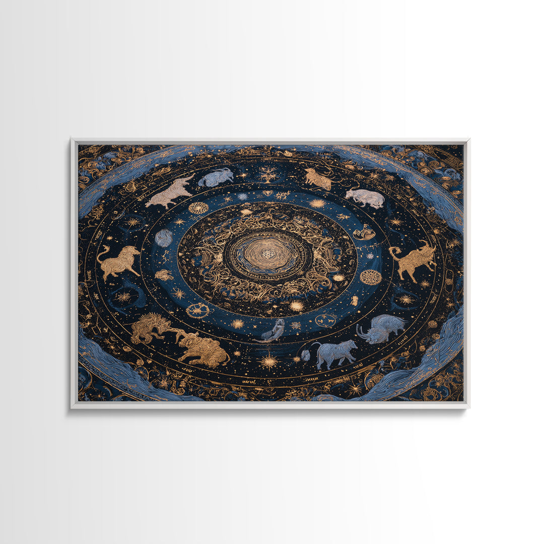 Twelve Zodiac Animals Arranged Canvas Print, Astrology Art, Astronomy Print, Living Room Decor, Fine Art, Zodiac, AST-3x2-32