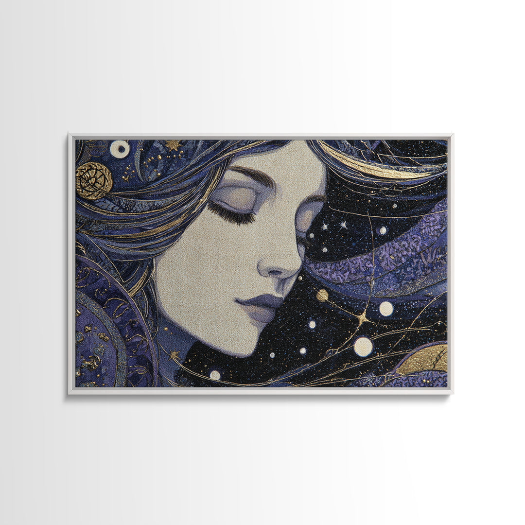 Art Nouveau Zodiac Woman Canvas Print, Astrology Art, Astrology Gifts, Living Room Decor, Oil Painting, Zodiac, Astronomy Print, AST-3x2-4