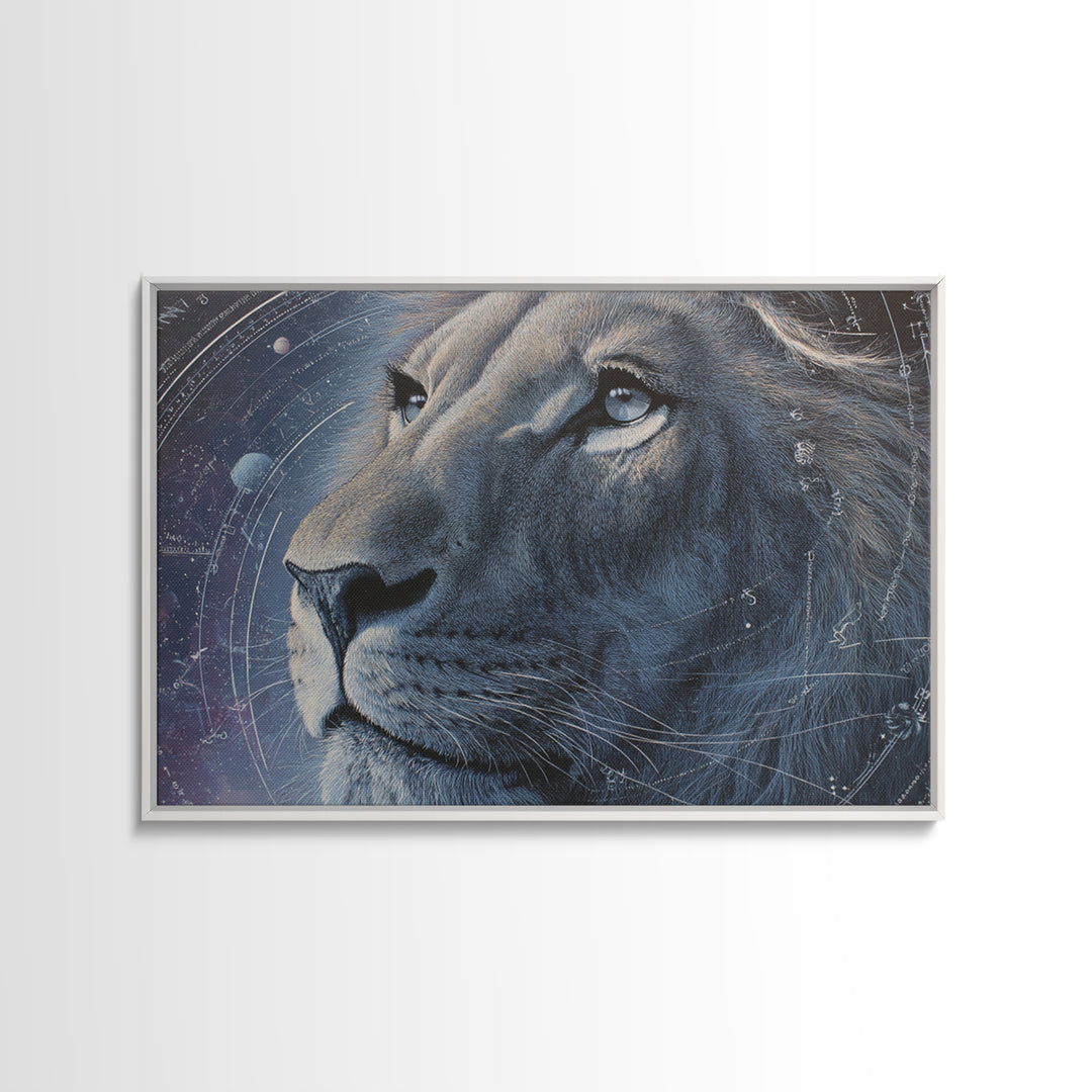 Celestial Lion Portrait Formed from Star Patterns Canvas Print, Astrology Art, Giclee Print, Living Room Decor, Zodiac, AST-3x2-54