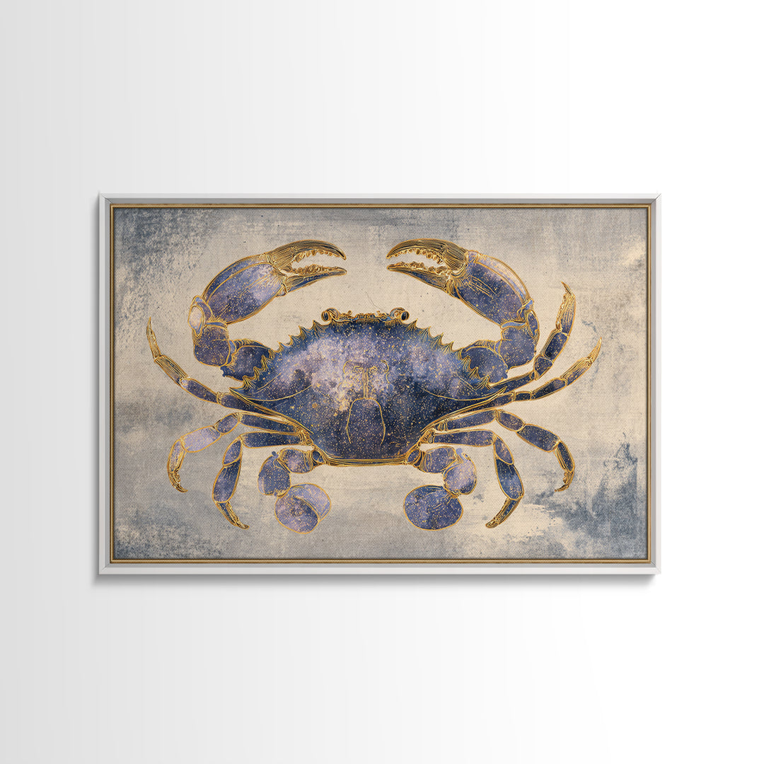 Celestial Crab under Glowing Ocean Moonlight Canvas Print, Astrology Art, Minimalist Decor, Living Room Decor, Oil Painting, AST-3x2-68