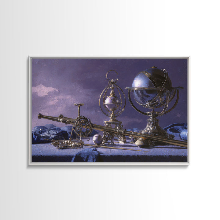 Planetary Still Life Canvas Print, Astrology Art, Contemporary Art, Living Room Decor, Fine Art, Zodiac, Boho Decor, Cat Art, AST-3x2-72